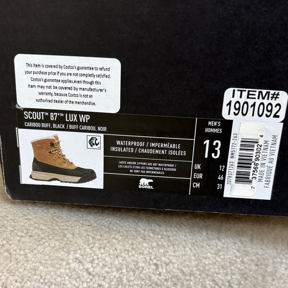 NWT/NIB Sorel Men's Tan and Black Waterproof Boots - Picture 6 of 6
